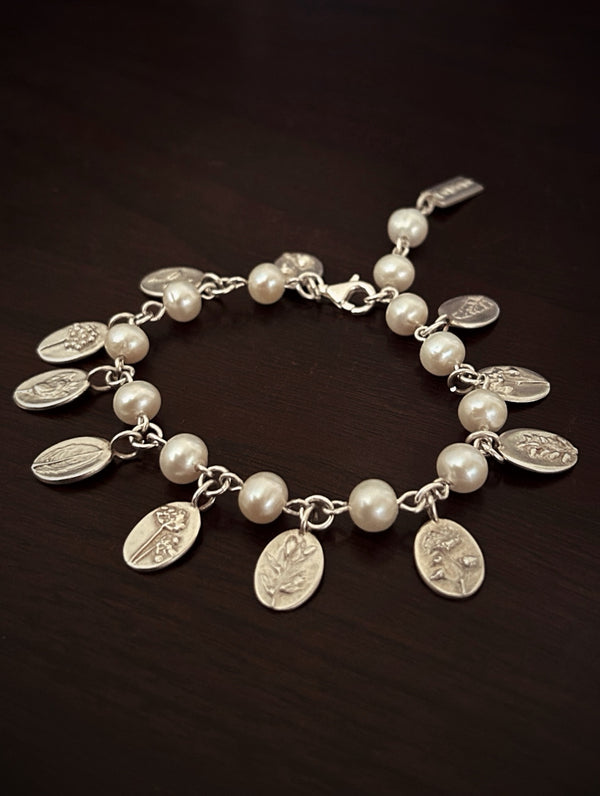 Petite Charm Pearl Bracelet Sterling Silver