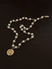 gold pearl necklace with Snowdrop flower charm