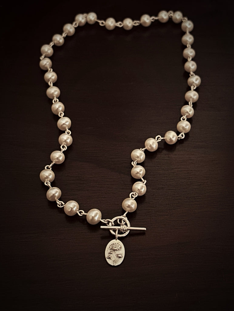 Silver Pearl Necklace Gypsophila Charm