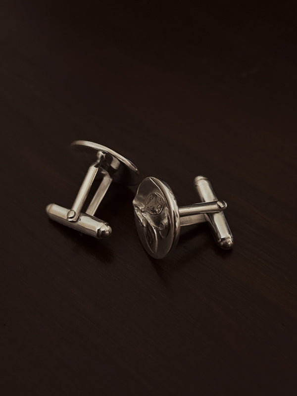 Silver Lever Flower Cufflinks